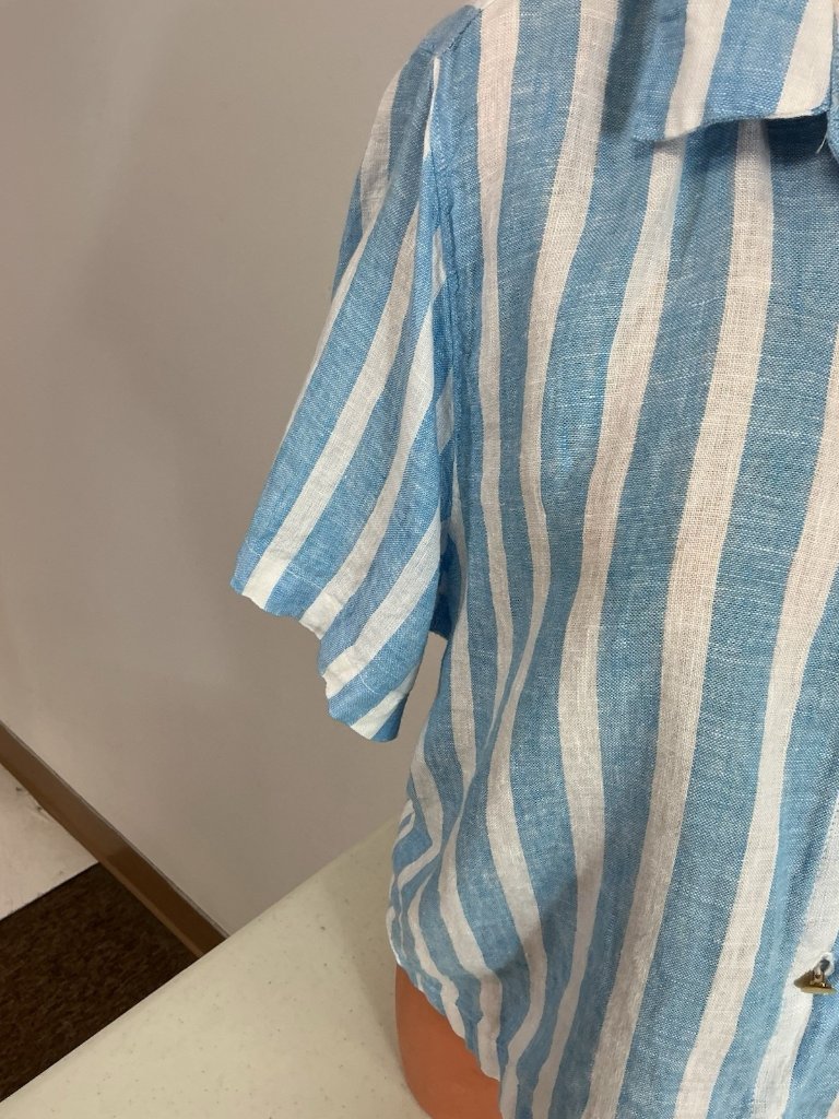 Cynthia Rowley Stripe Crop Linen Shirt Womens Large — image 6 of 7